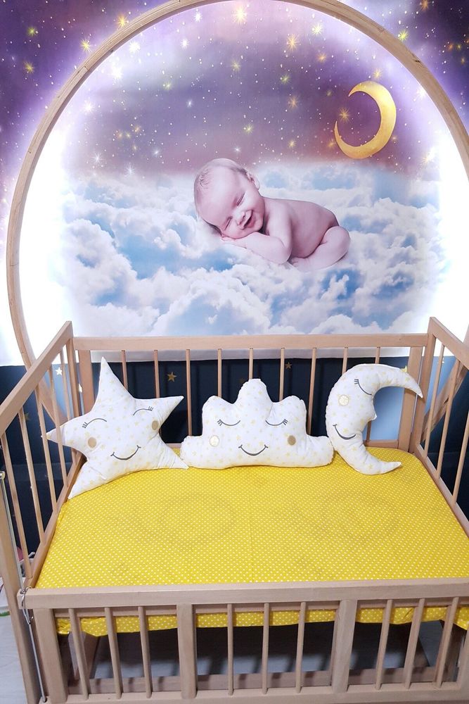 Sarı Renkli 3'lü Uyku Arkadaşı Süs Yastıkları Seti (Ay, Yıldız ve Bulut)