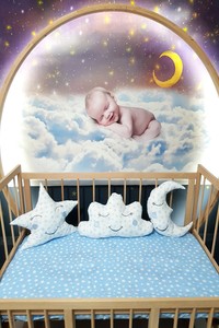 Mavi Renkli 3'lü Uyku Arkadaşı Süs Yastıkları Seti (Ay, Yıldız ve Bulut) #1