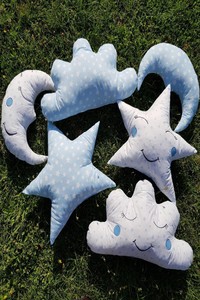 Mavi Renkli 3'lü Uyku Arkadaşı Süs Yastıkları Seti (Ay, Yıldız ve Bulut) #4