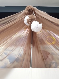 Luxury Canopy with Four Pom-Poms Lycra Tulle - Brown (Including Apparatus) #3